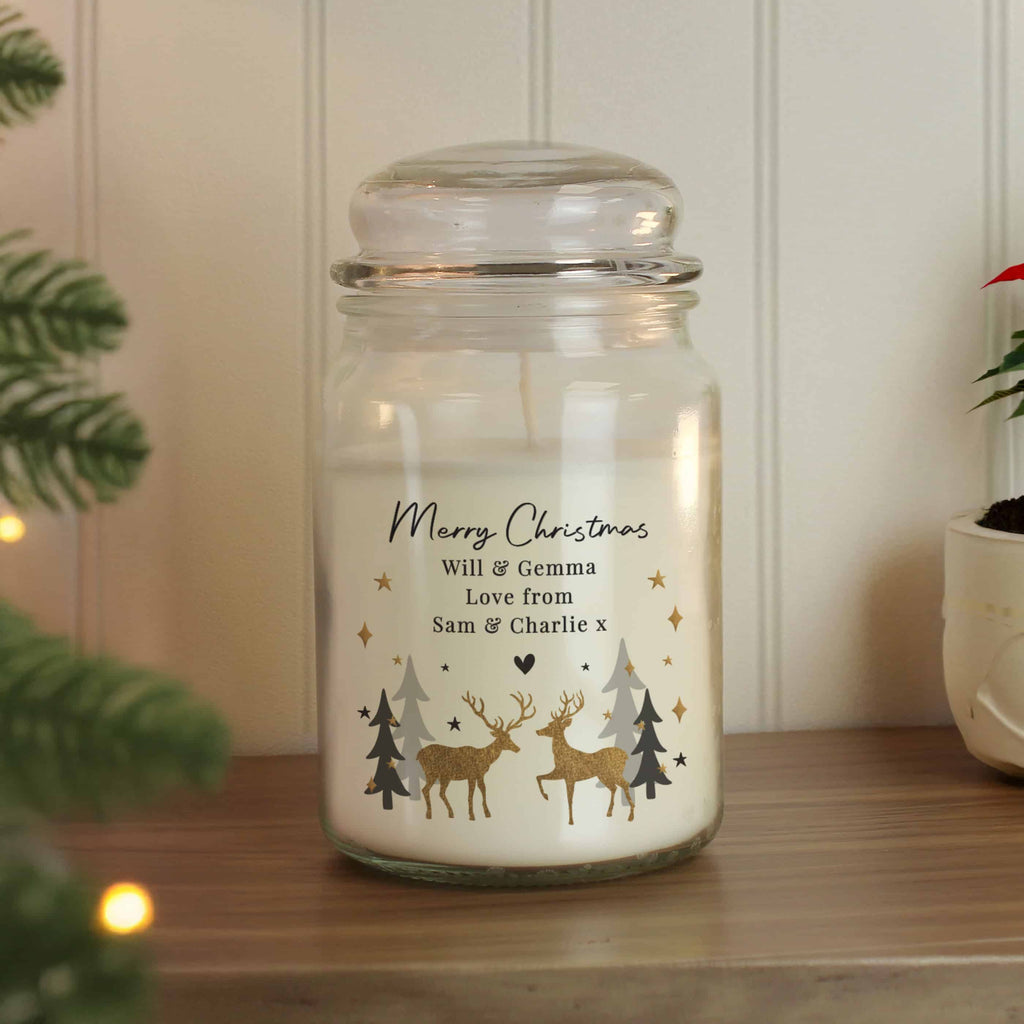 Personalised Christmas Reindeer Large Candle Jar
