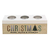 Personalised Christmas Tree Triple Tea Light Holder