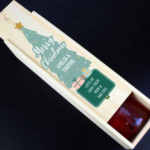 personalised christmas wooden wine box