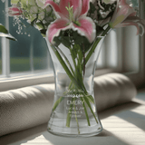 personalised classic glass flowers vase with any message engraved over 5 lines
