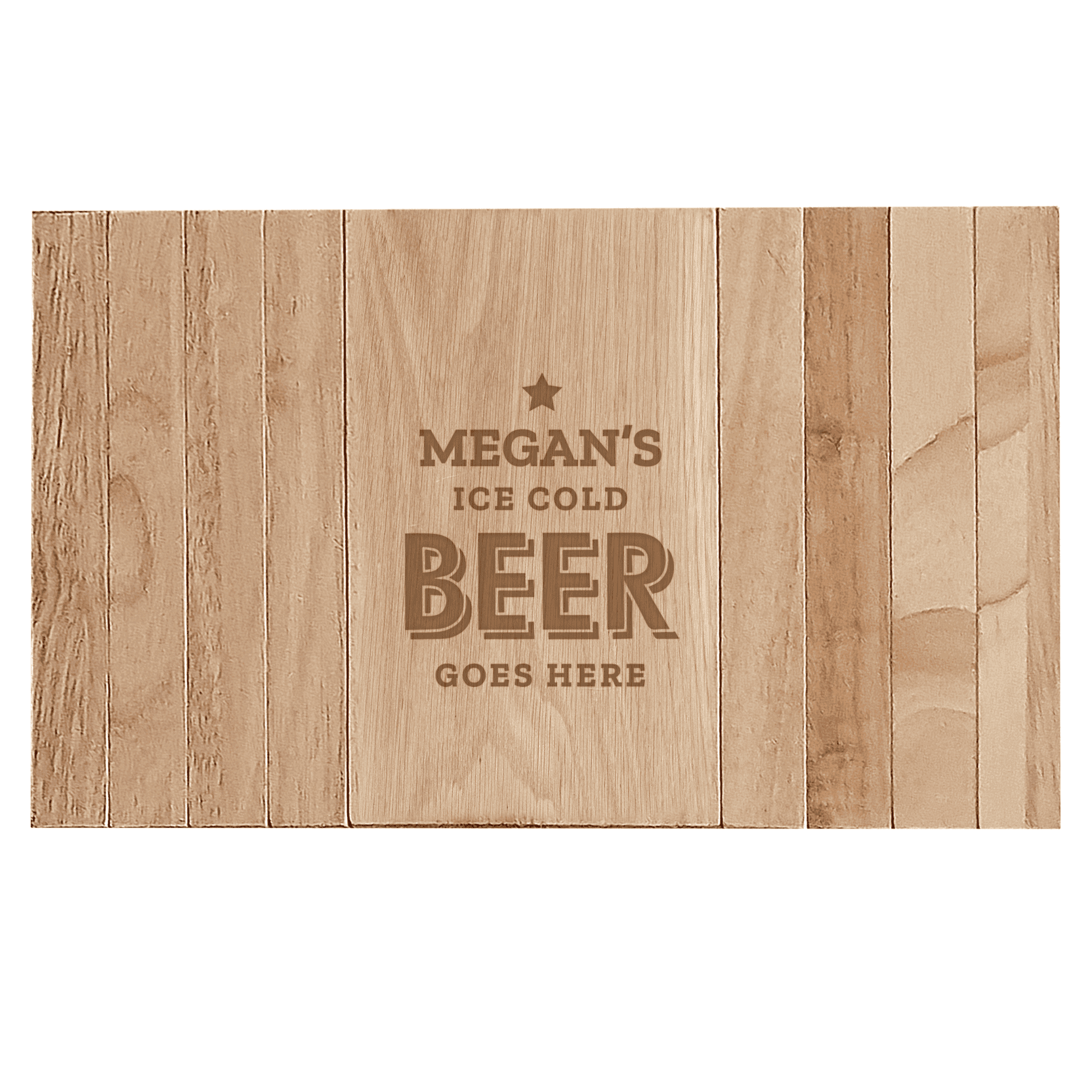 personalised beer goes here wooden sofa tray with any name on it