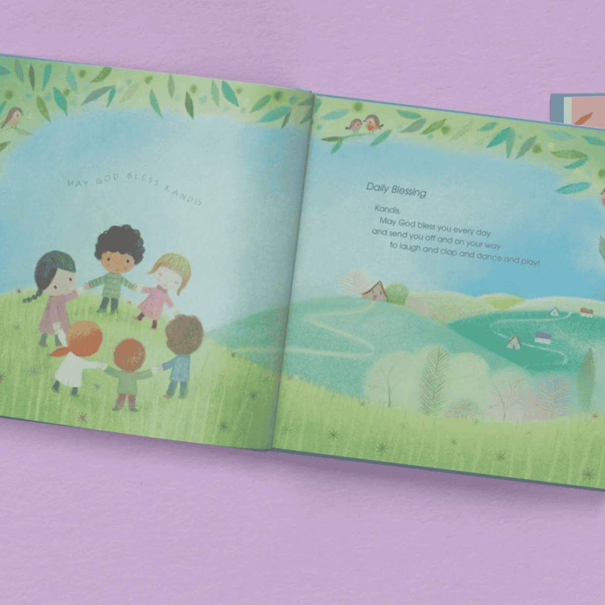 personalised book of blessings showing the inside of the book