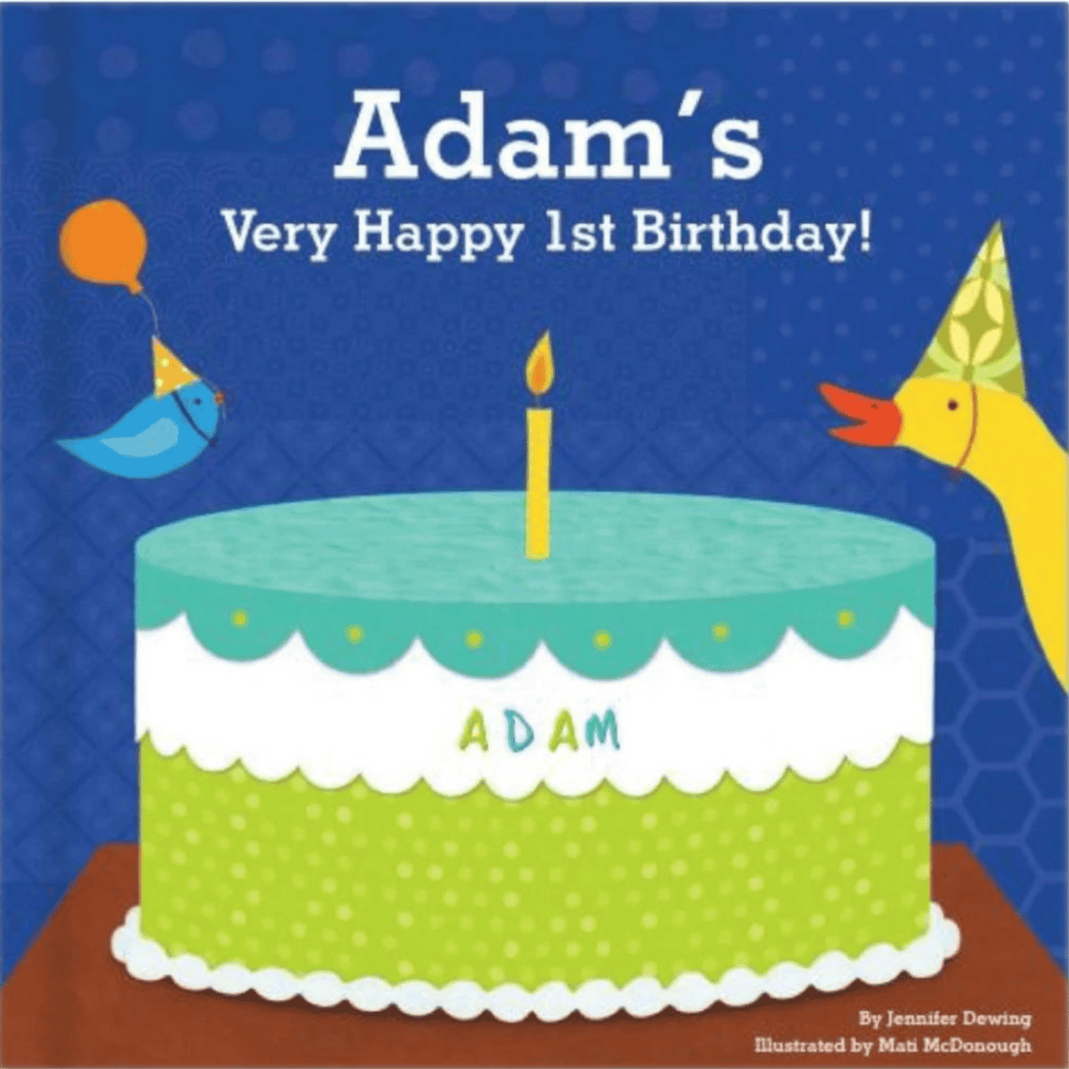 personalised birthday board book with child's name on the front cover in this image