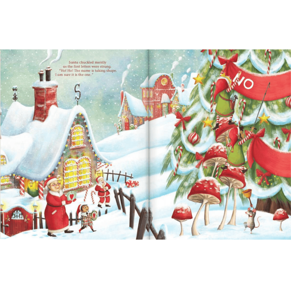 My very own personalised christmas story book showing the illustrations inside with the child's name personalised on the pages