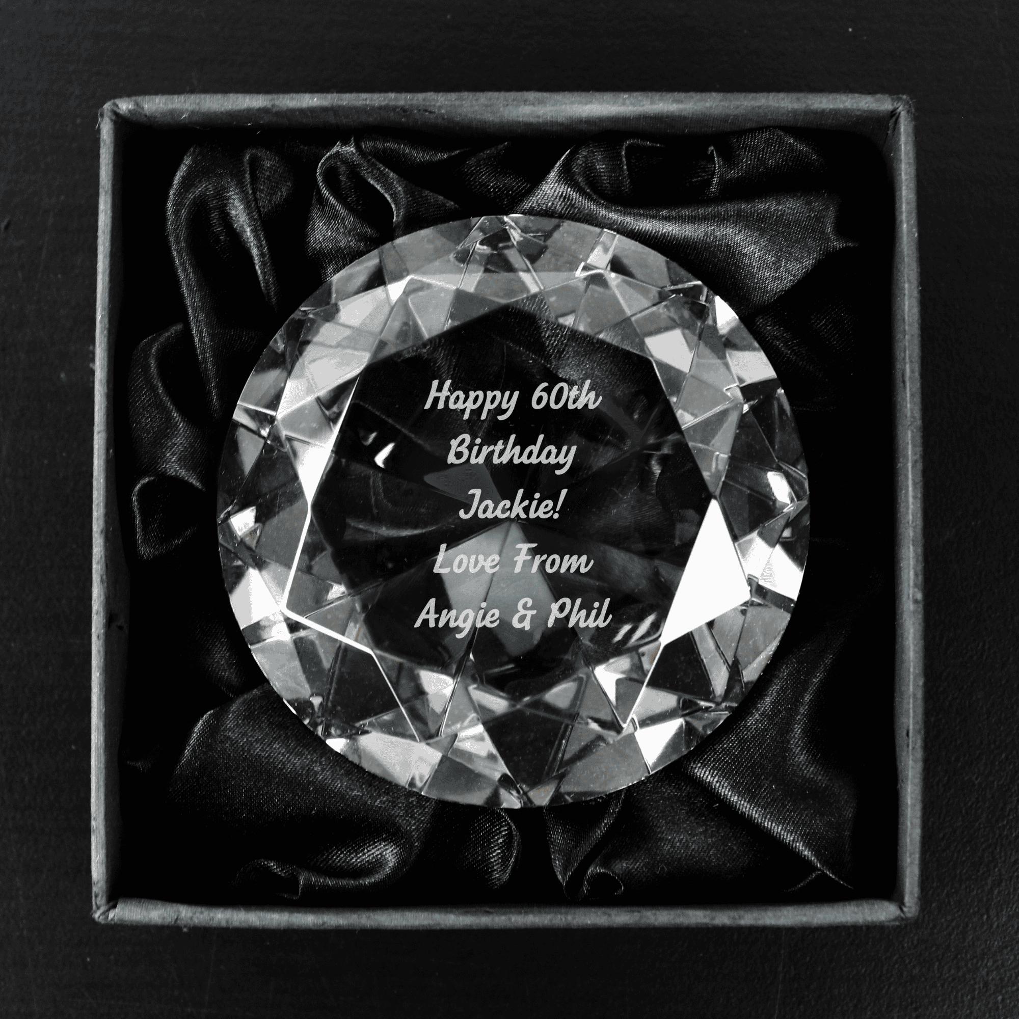 personalised diamond paperweight engraved with any message over 5 lines
