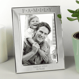 personalised family photo frame engraved with a message over 2 lines under the photo