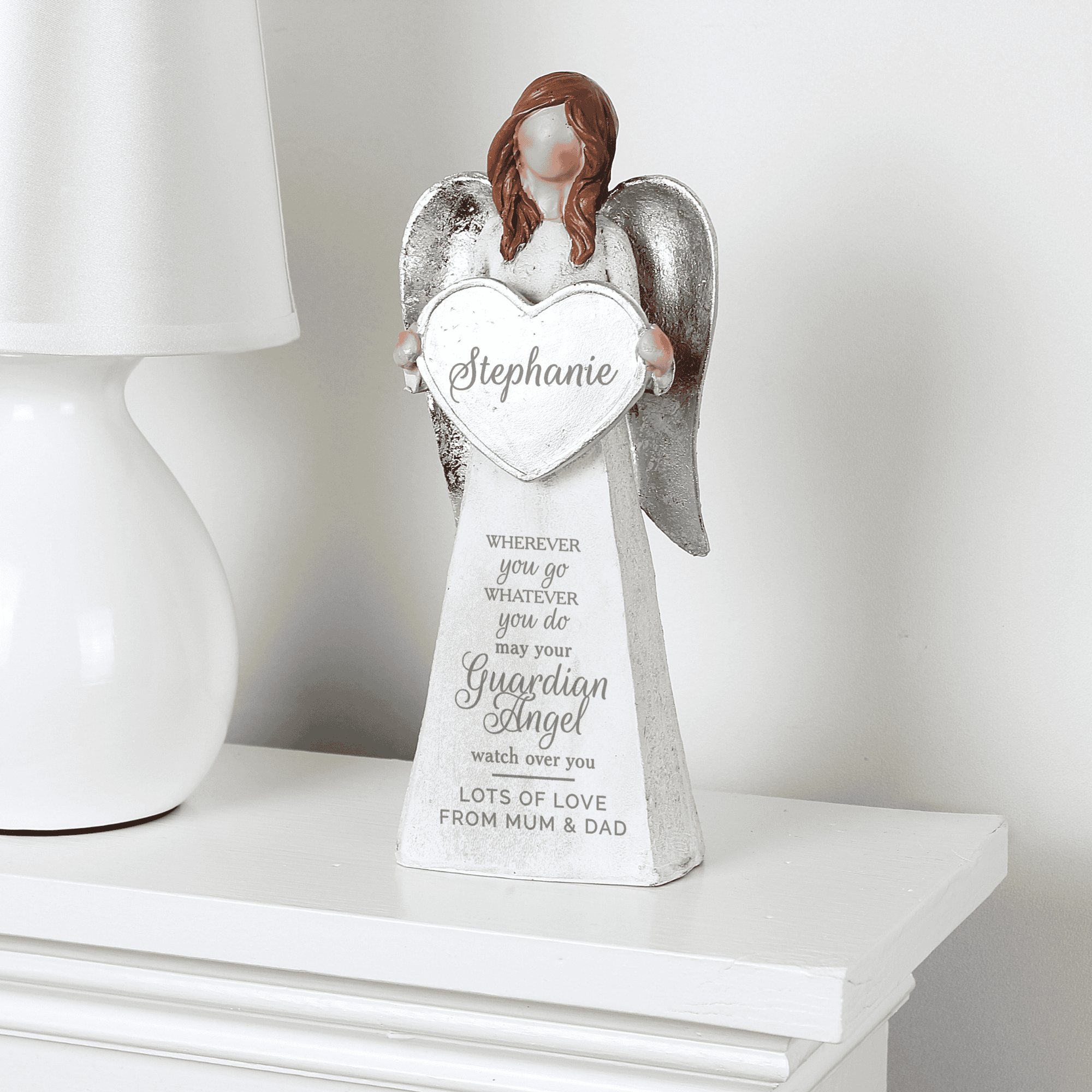 personalised guardian angel ornament with any name and short message on the dress
