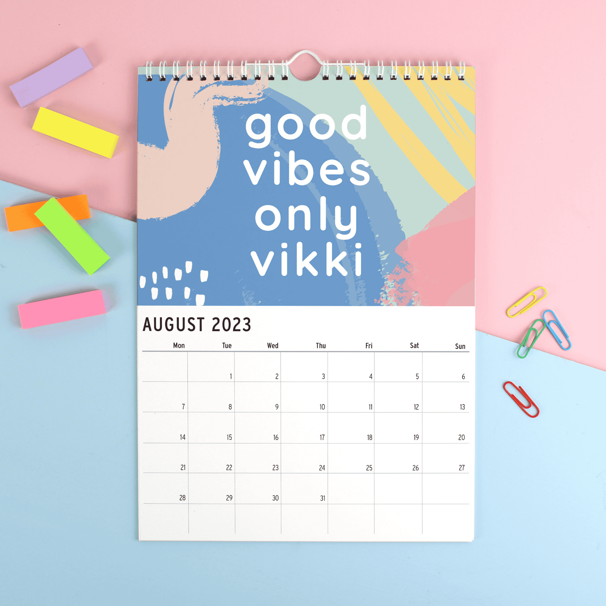 ersonalised a4 motivational wall calendar with their name on every page