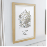 Personalised Present Day Map Oak Framed Print