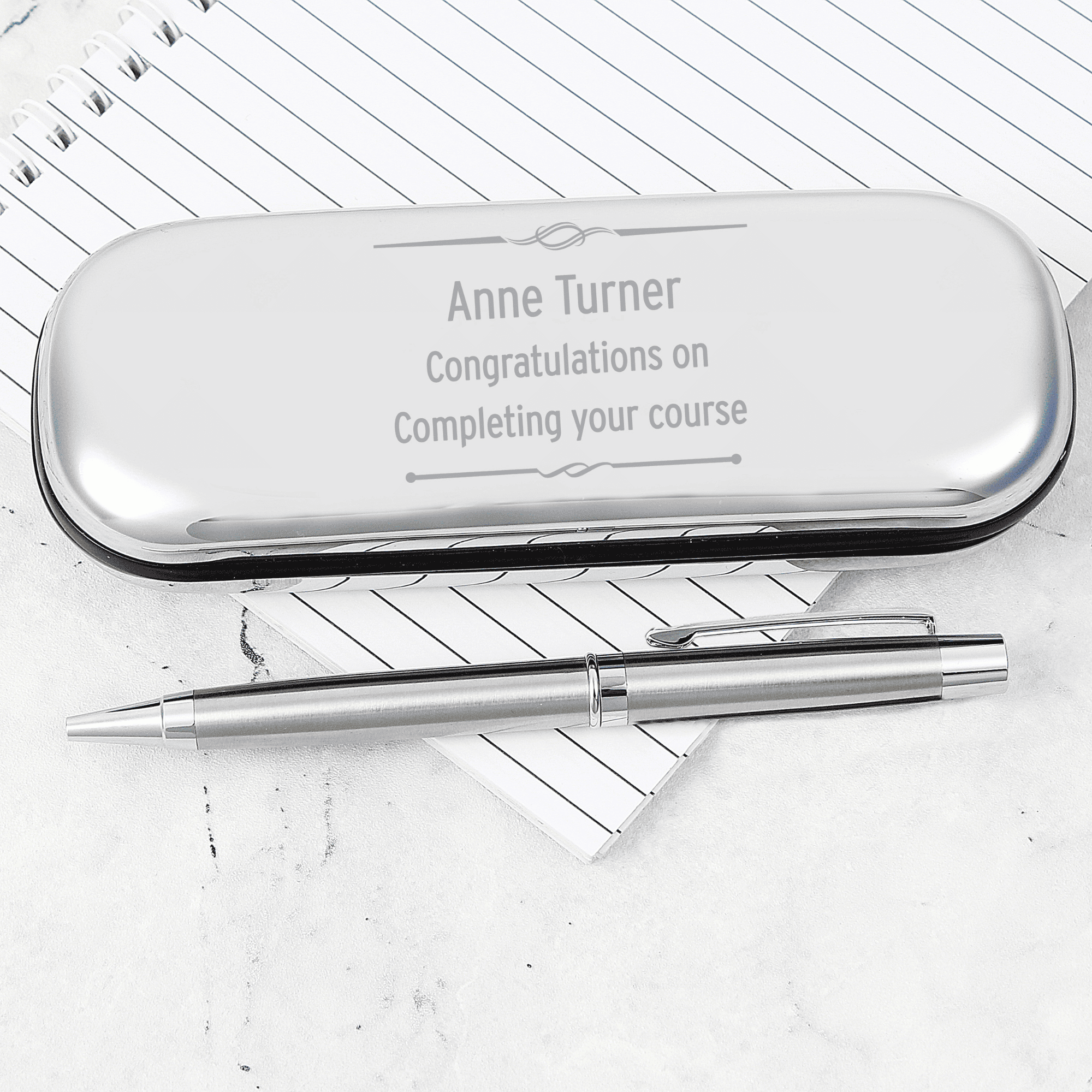 personalised scroll pen box set engraved with any message over 3 lines