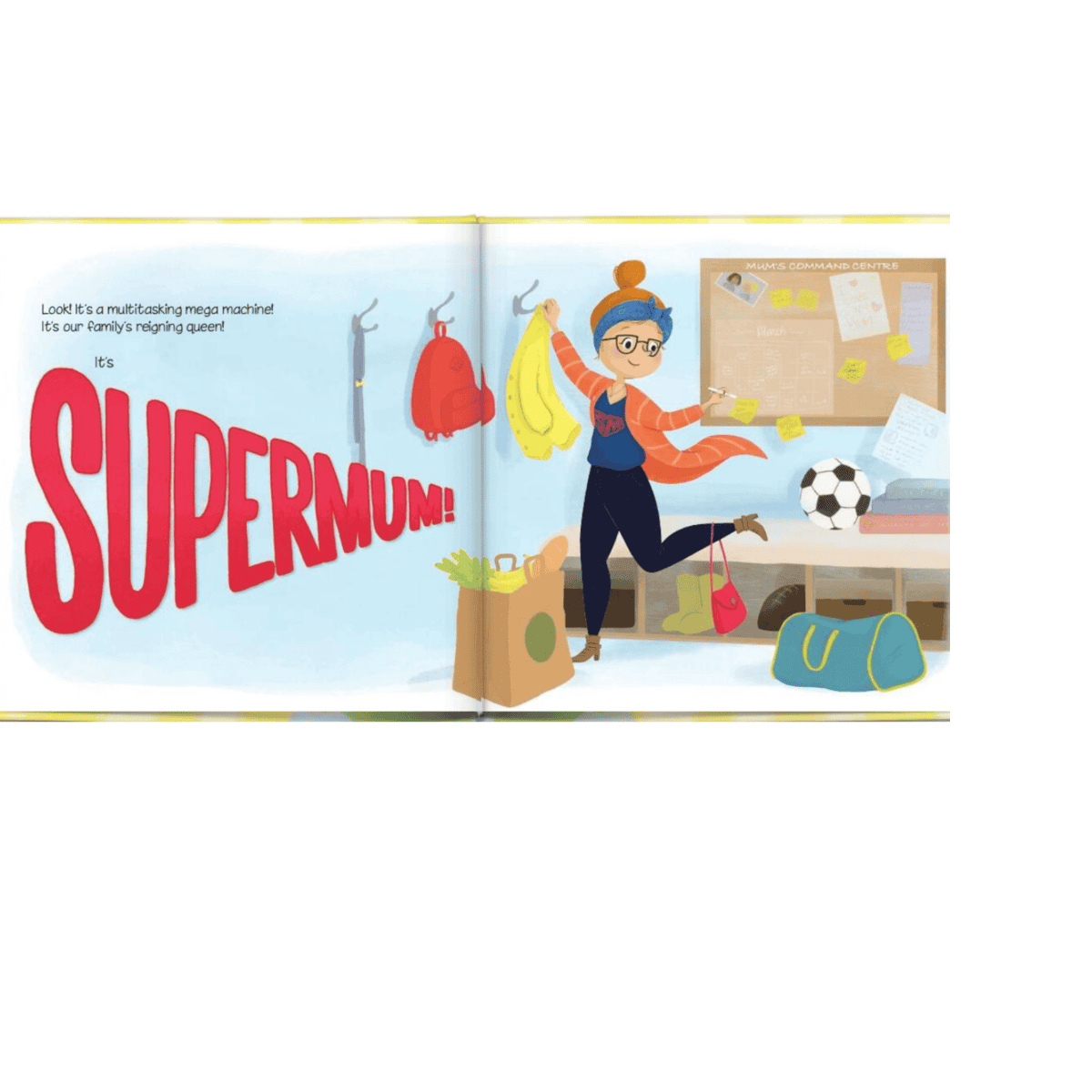 super mum personalised book showing the inside pages personalised as you want