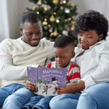 family reading the personalised magical snowman book together