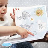 personalised daddy you're a star poem book with a child holding the book and pointing at a page