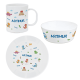 personalised dinosaur breakfast set each name is personalised with the same name