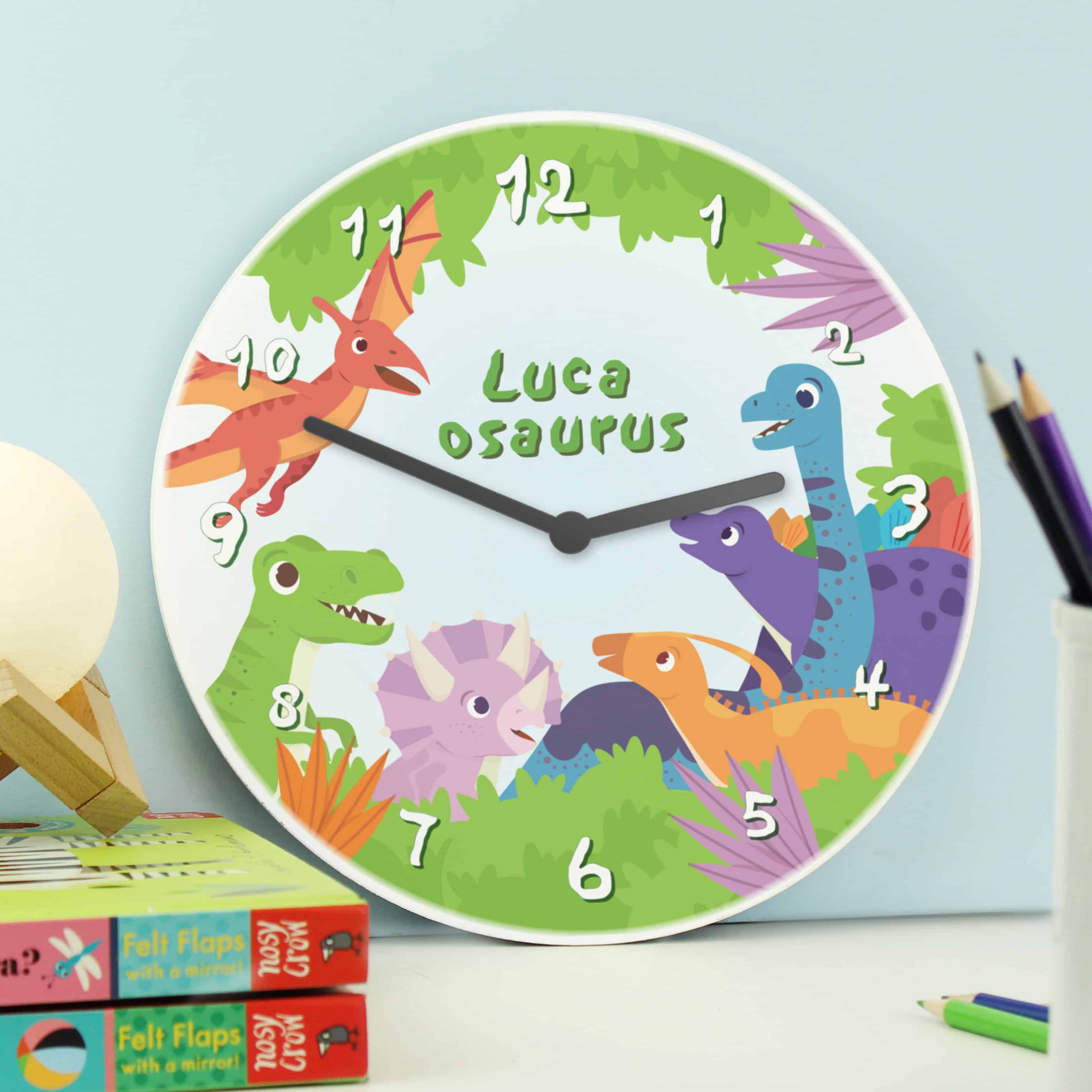 personalised dinosaur clock