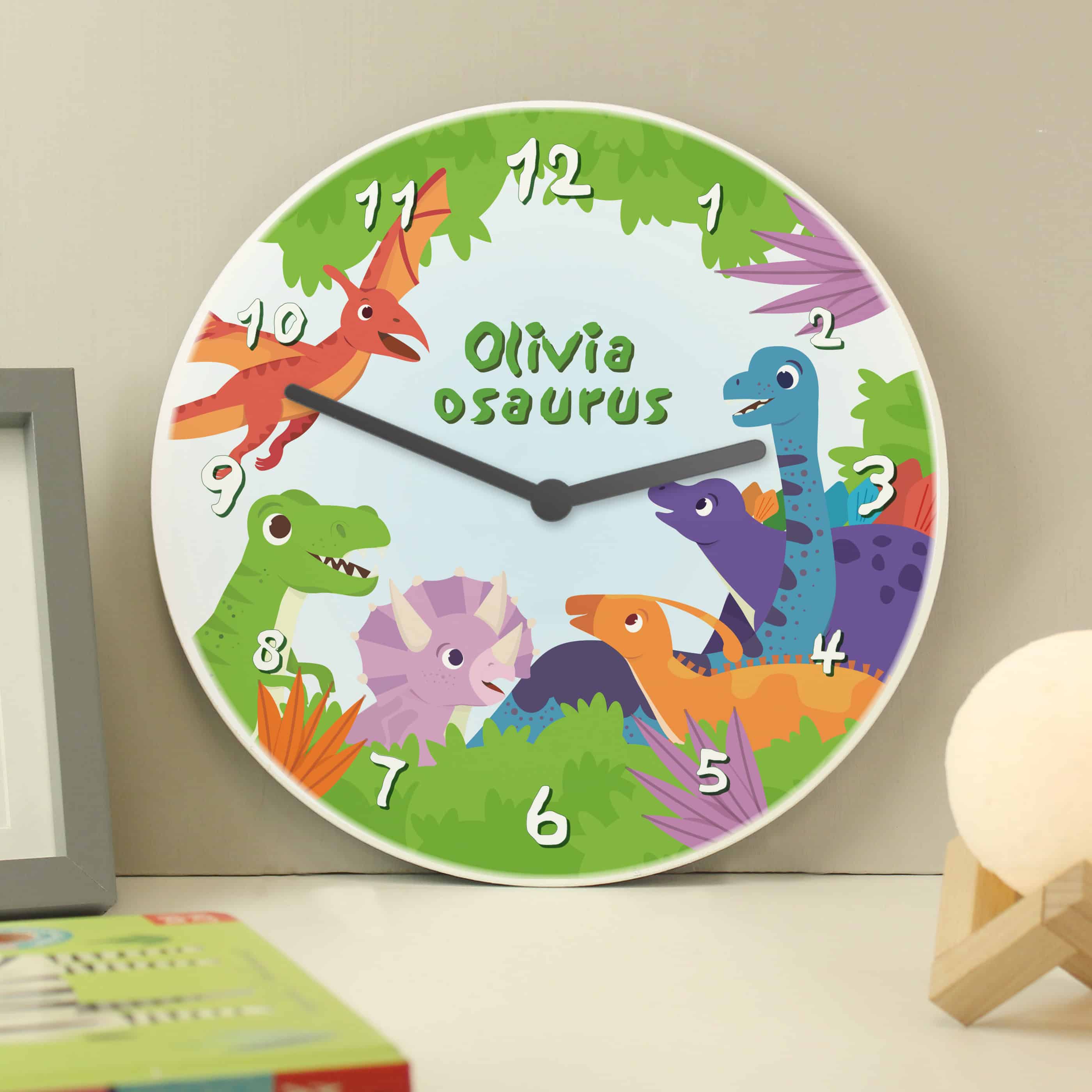 personalised dinosaur clock