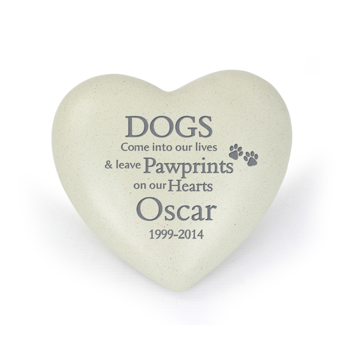 personalised dog memorial stone showing it engraved with the dog's name and their dates