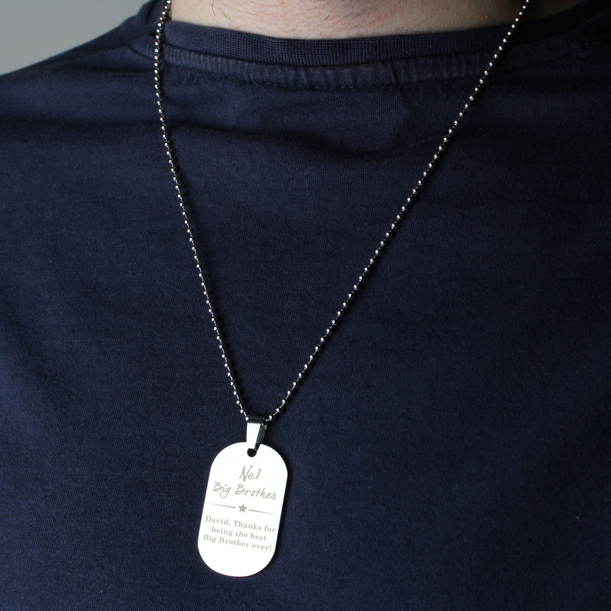 Personalised No.1 Stainless Steel Dog Tag Necklace
