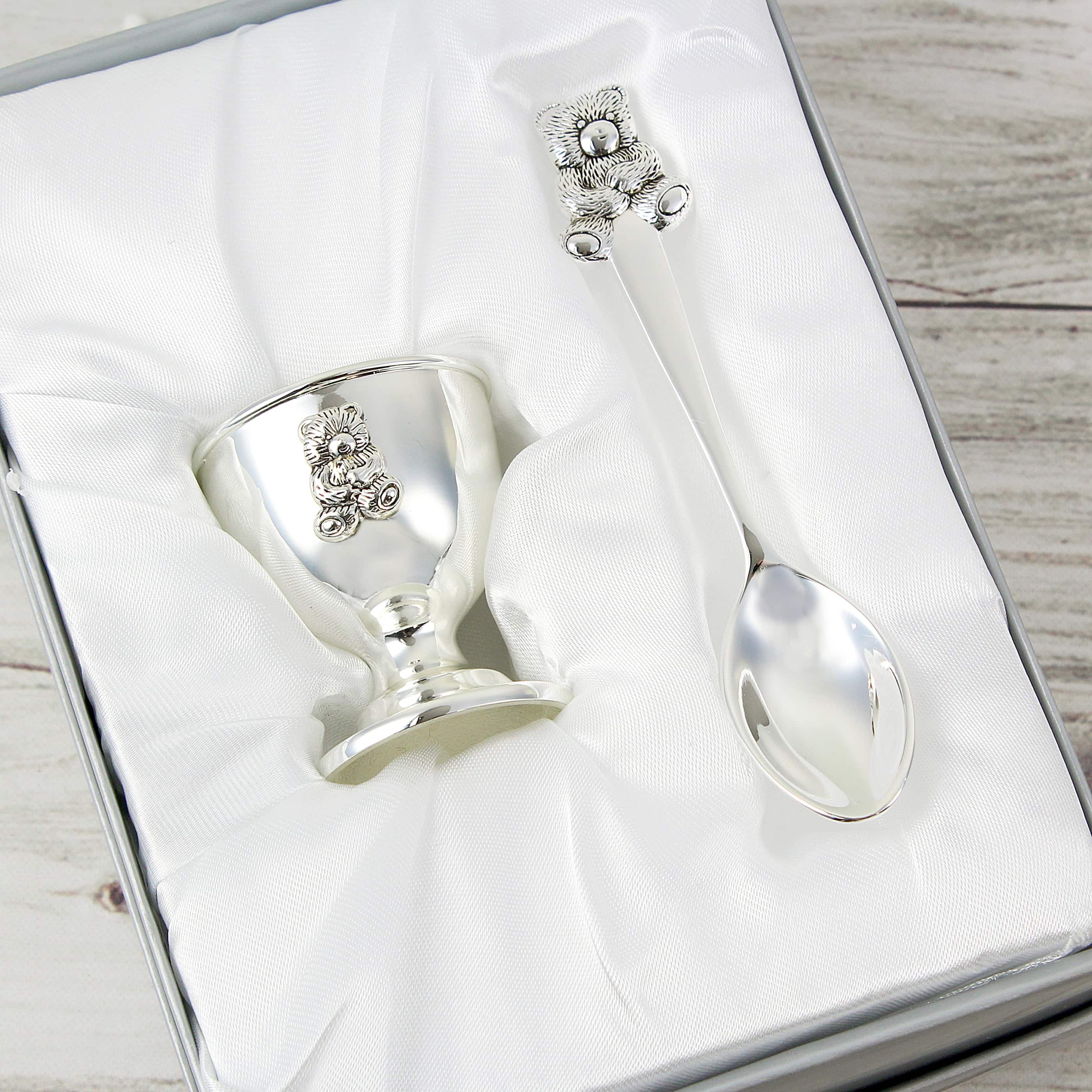 Personalised Silver Egg Cup & Spoon
