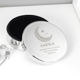 personalised eid and ramadan round trinket box with any name and a message over 3 lines engraved on the lid