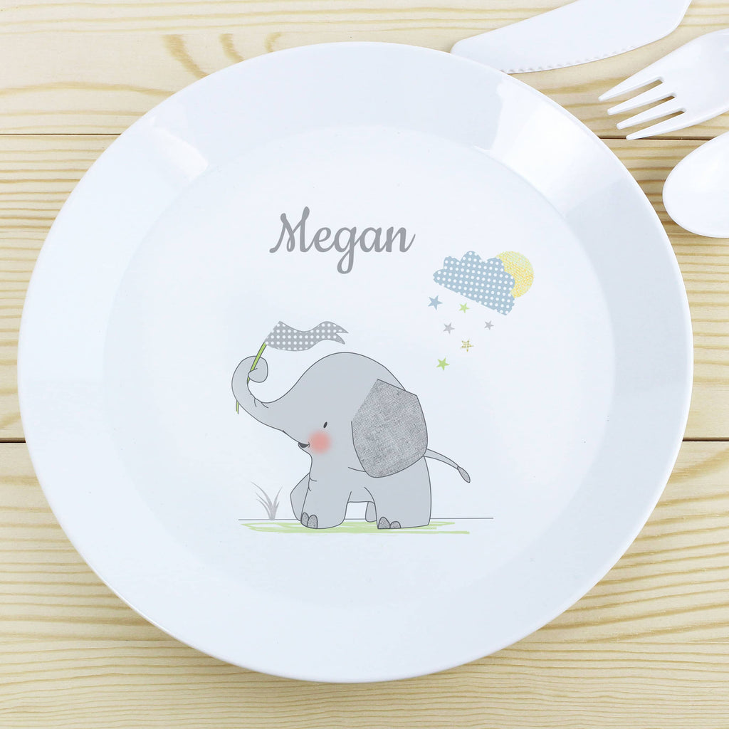 Personalised Elephant Plastic Plate