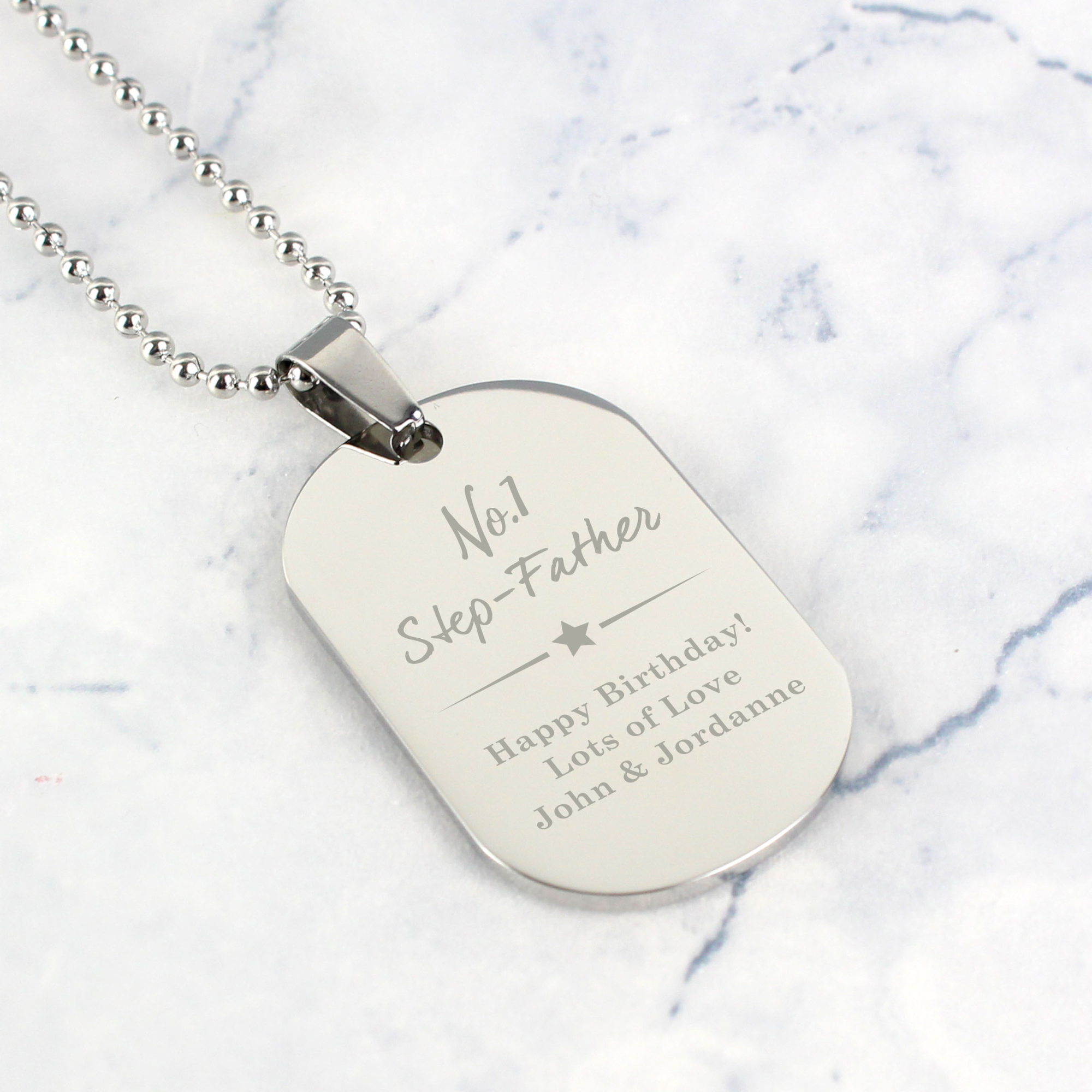 Personalised No.1 Stainless Steel Dog Tag Necklace
