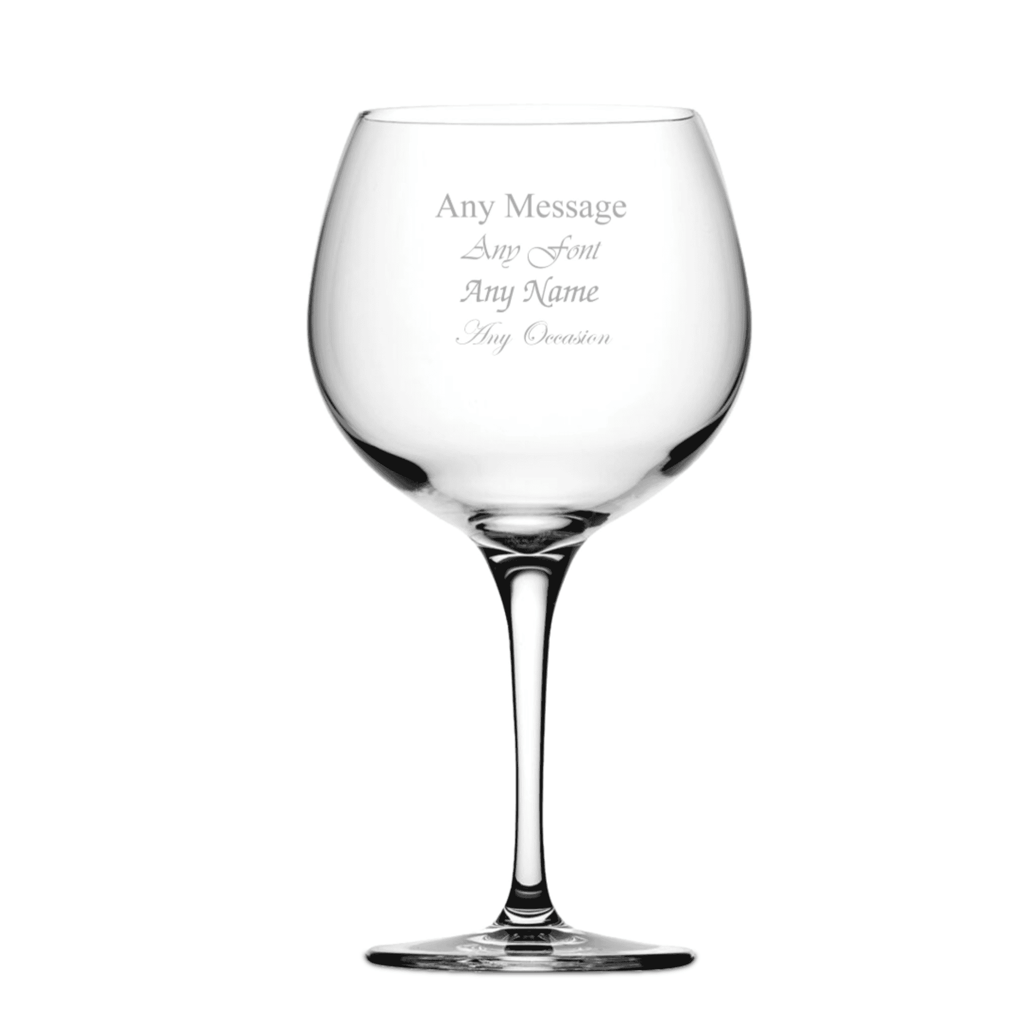 personalised juniper gin balloon glass engraved with any message over 4 lines