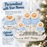 personalised eskimo family christmas tree decoration personalised with names and a short message