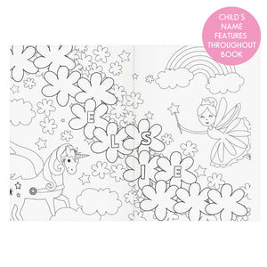 Personalised princess and unicorn colouring book
