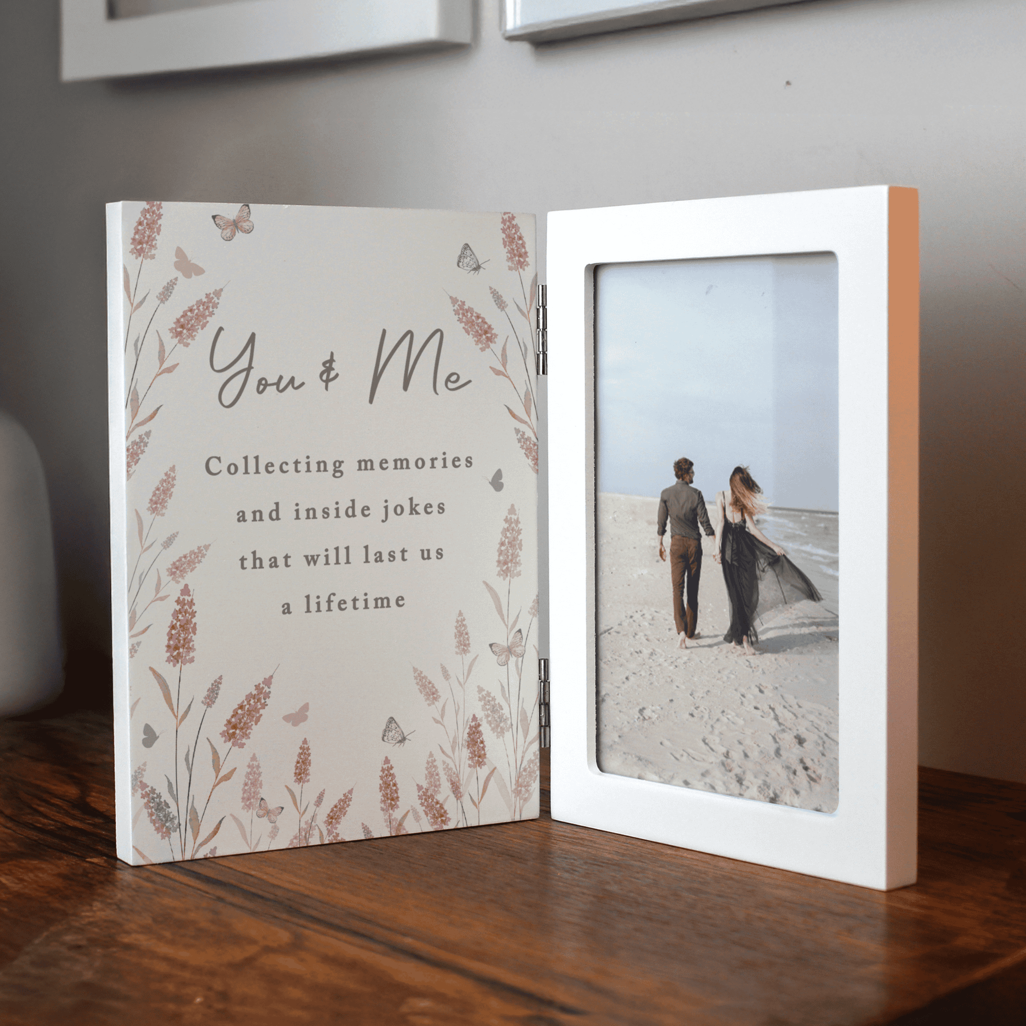 personalised floral 6x4 hinged photo frame