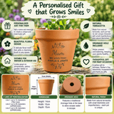 personalised floral terracotta plant pot with any name and 2 lines of a message