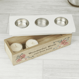 personalised floral watercolour triple tealight holder