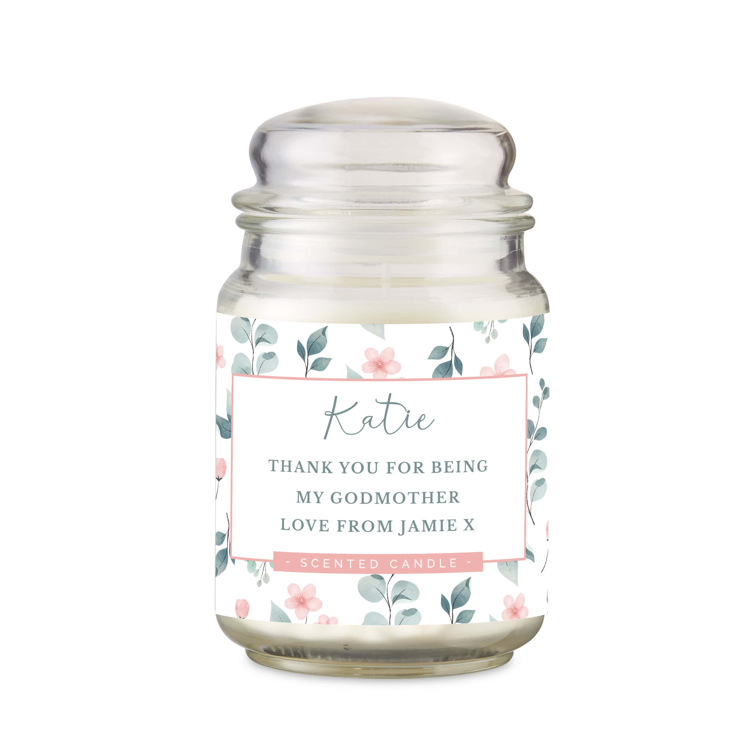 Personalised Floral Large Scented Jar Candle
