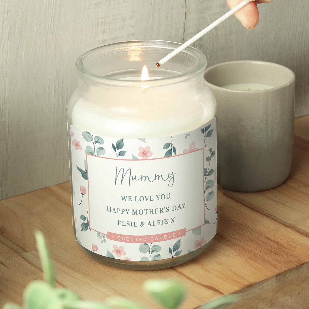 Personalised Floral Large Scented Jar Candle
