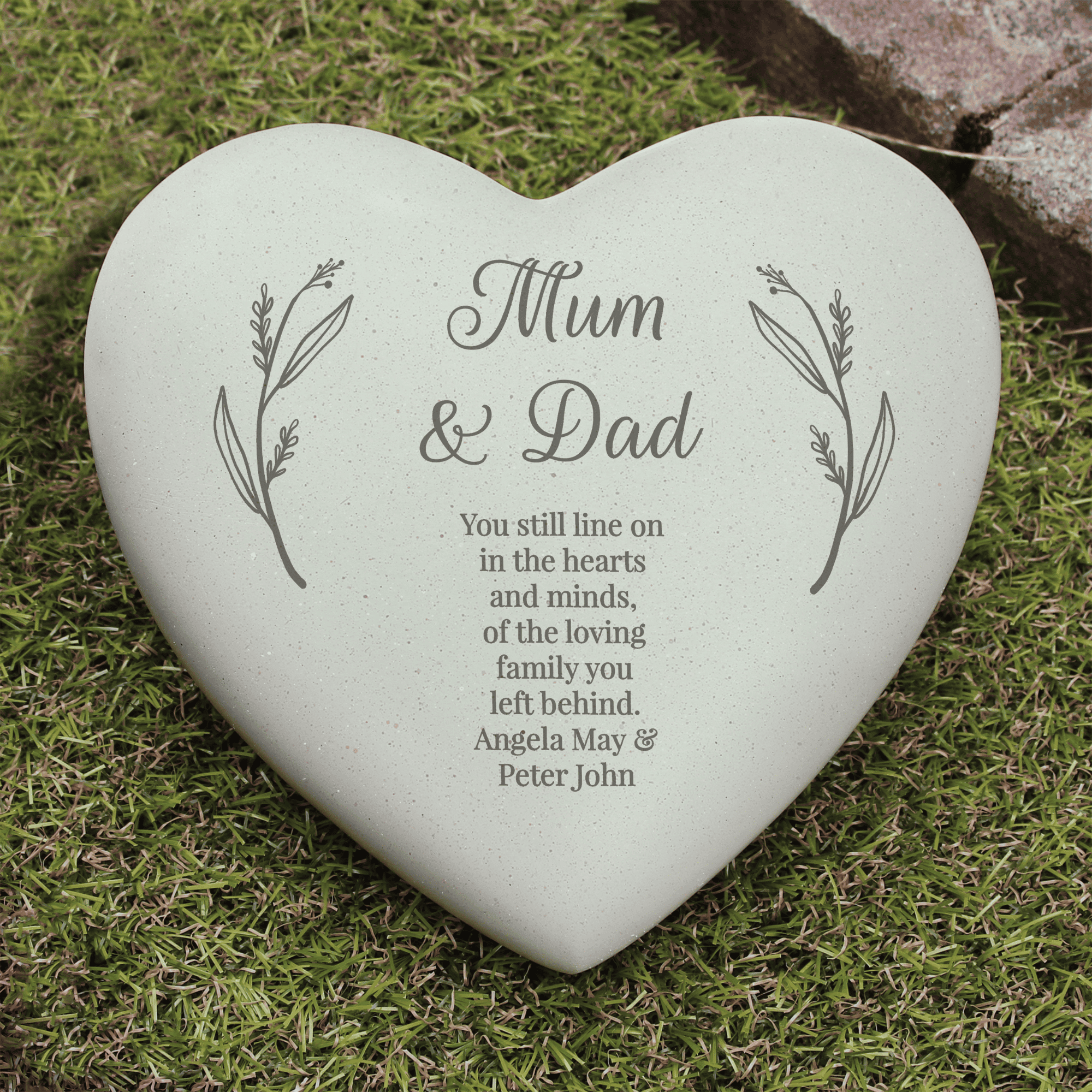 personalised heart memorial stone engraved with a name and any message over 8 lines