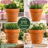 personalised floral terracotta plant pot with any message over 4 lines