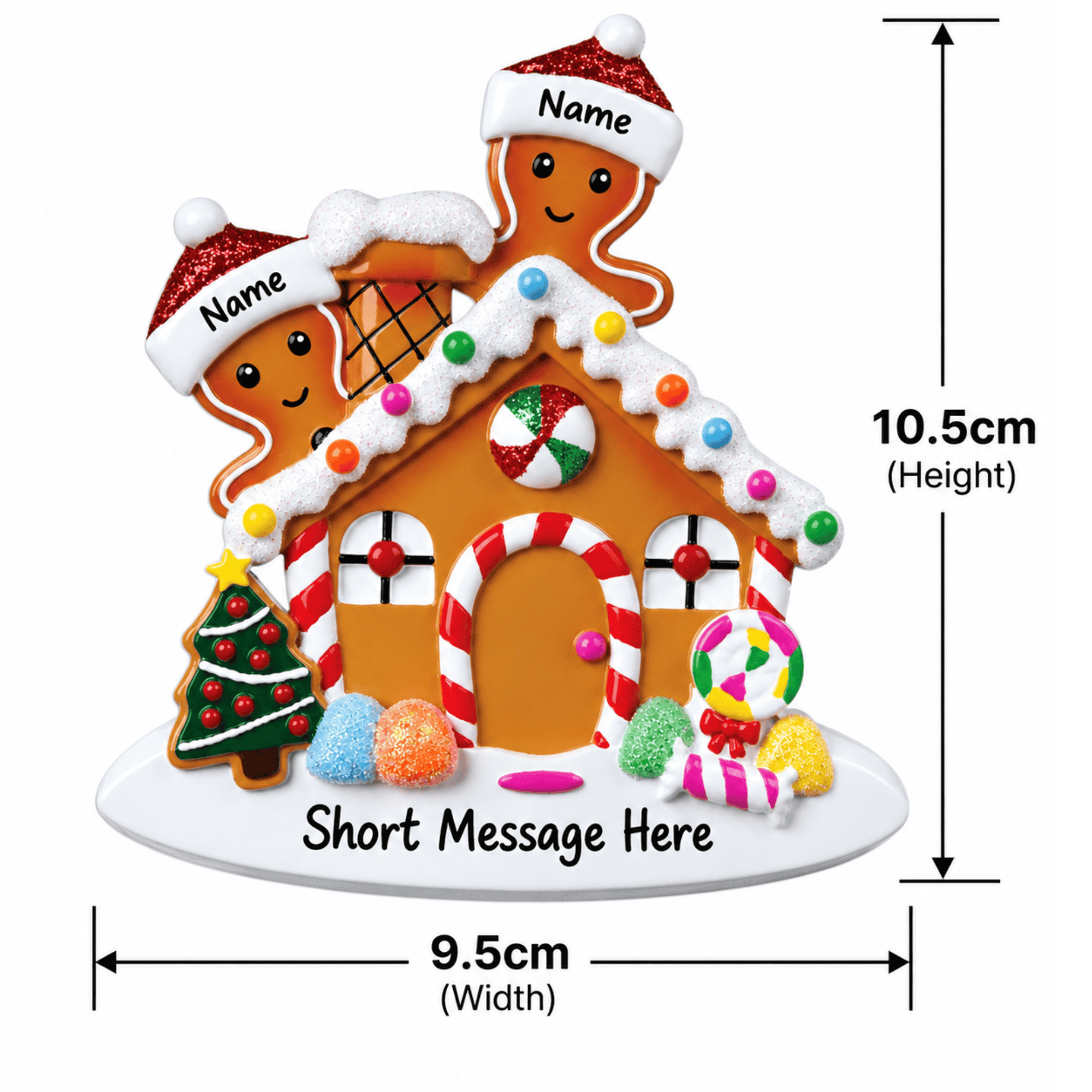 personalised gingerbread family christmas tree decoration for 2- 5 people