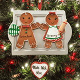 gingerbread couple tree decoration showing the personalisation