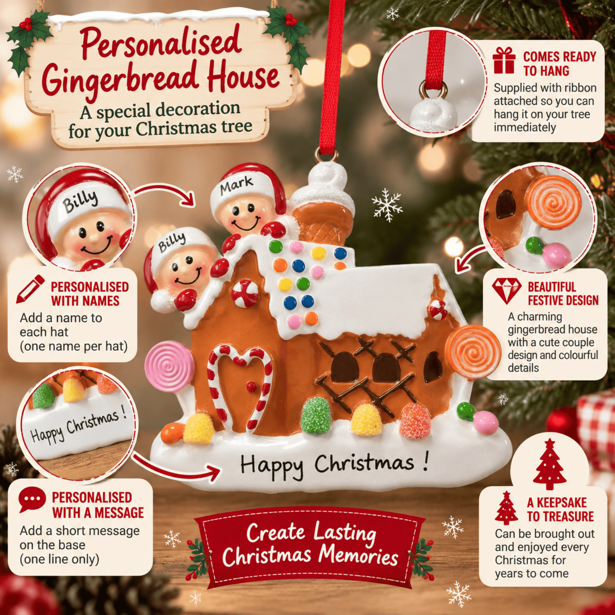 personalised gingerbread house family of 2