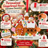 gingerbread house family of 3 tree decoration