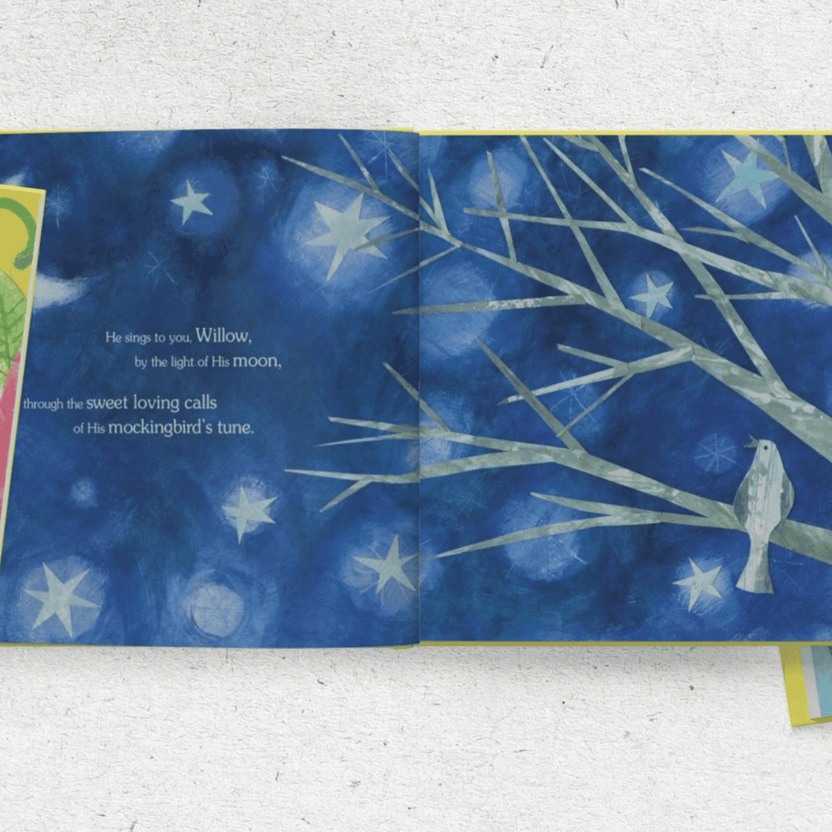 the inside of the God loves you personalised book showing the child's name on the page