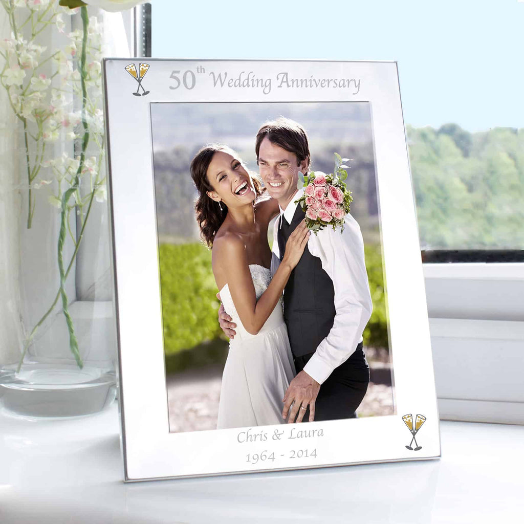 Personalised Golden 5x7 50th Wedding Anniversary Photo Frame