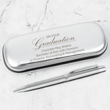 personalised graduation pen box and pen set. the box is engraved with any message over 3 lines