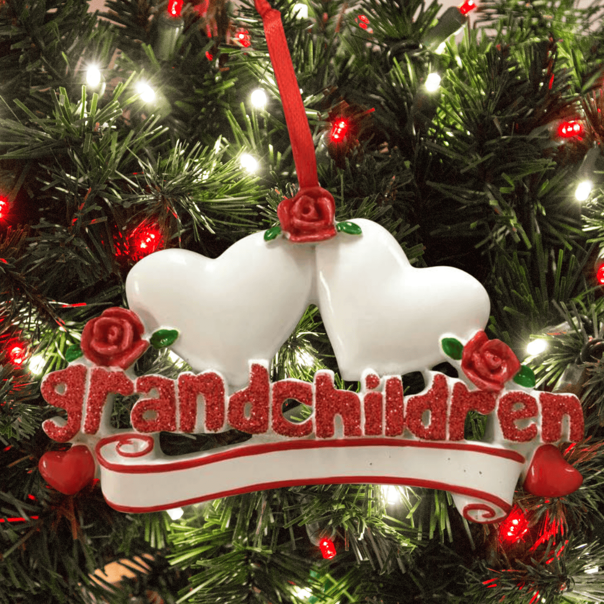 personalised grandchildren christmas tree decoration for 2 grandkids