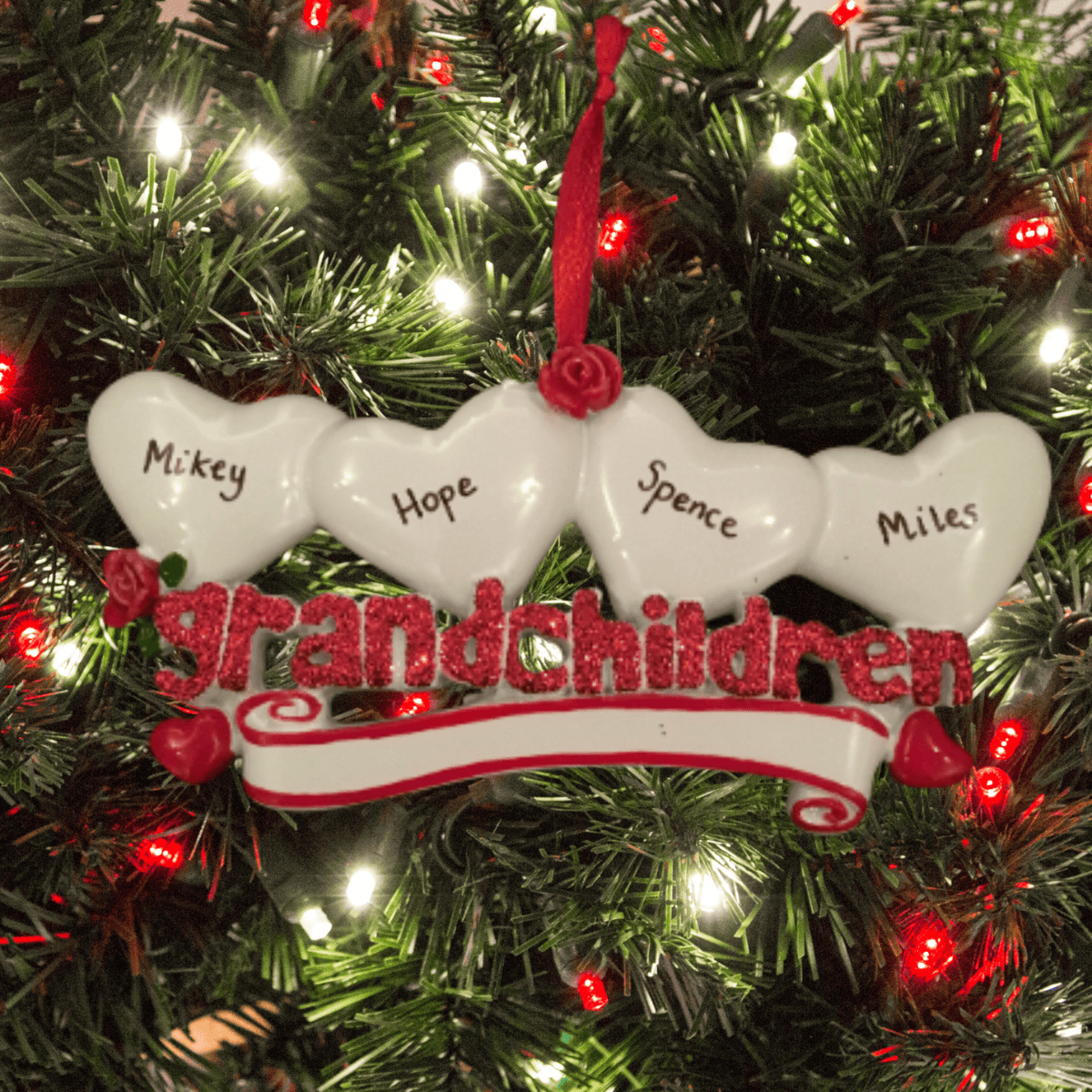 personalised grandchildren christmas tree decoration for 4 grandkids