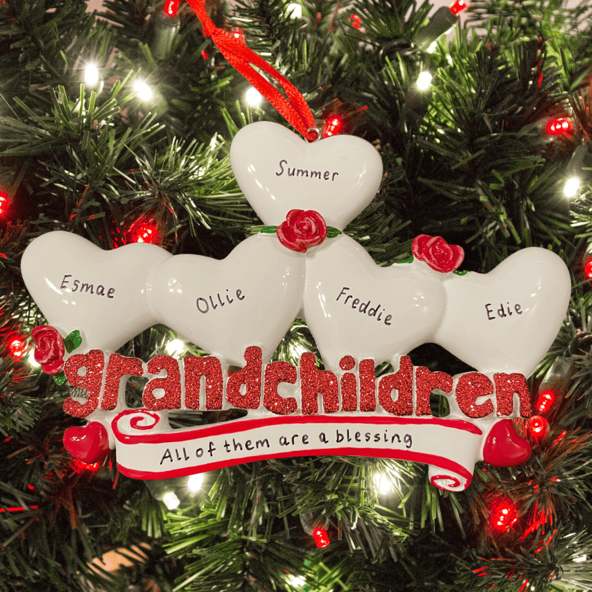personalised grandchildren christmas tree decoration for 5 grandkids