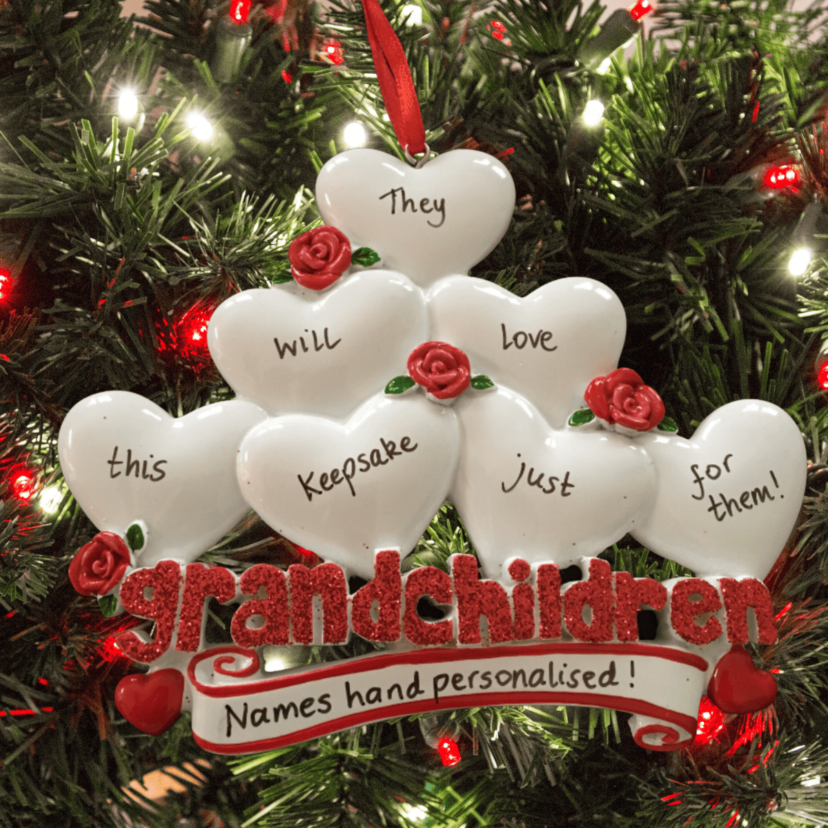personalised grandchildren christmas tree decoration for 7 grandkids