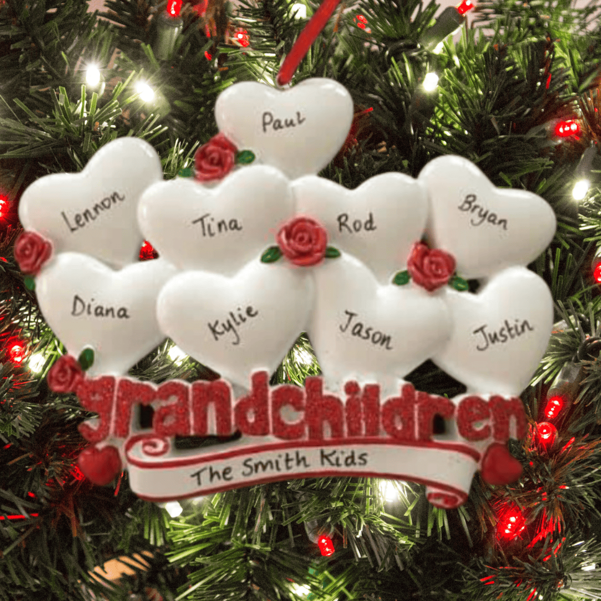 personalised grandchildren christmas tree decoration for 9 grandkids