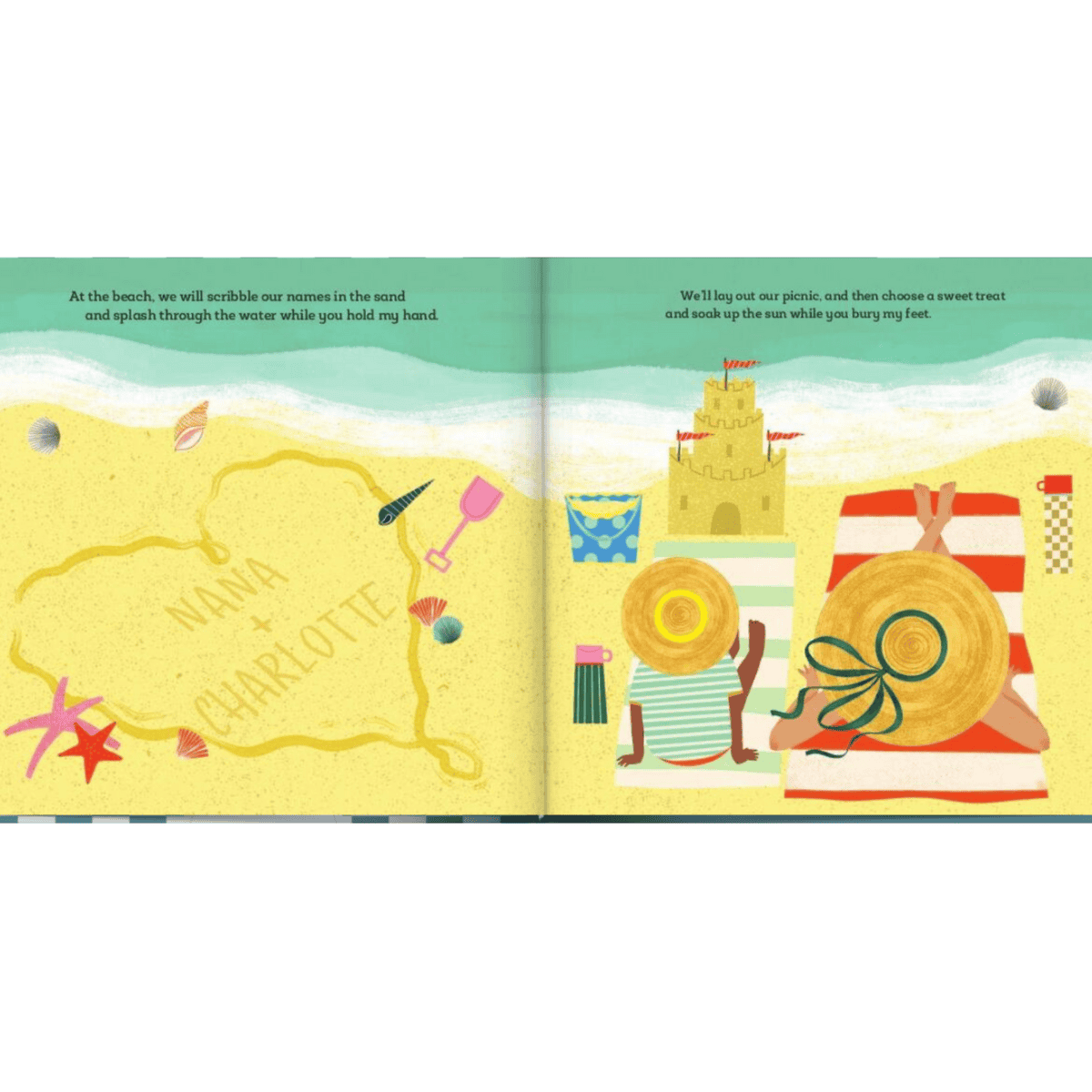 illustrations of the inside of the personalised book Granny Loves Me book.