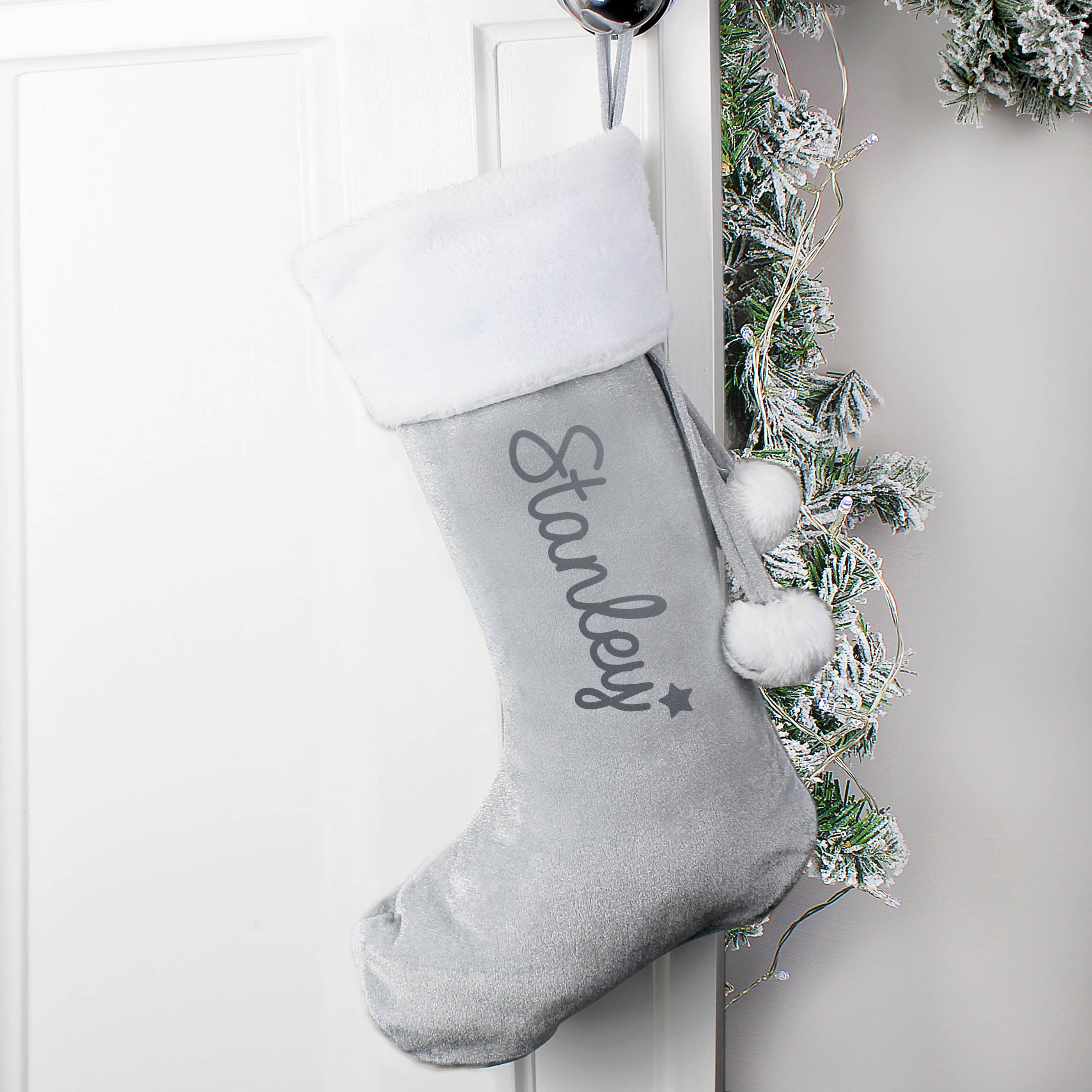 Personalised Name Only Silver Grey Stocking
